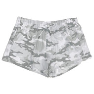Womens Gray & White Camo Athletic Camoflauge Gym Shorts with Pockets