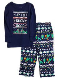 Infant Boys Blue Lightweight Up To Snow Good Christmas Holiday Pajamas