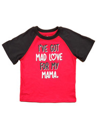 Toddler Boys Black & Red Mad Love For Mama Short Sleeve Valentines Day Shirt 12m