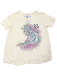 Disney Frozen Toddler Girls Short Sleeve White Sparkle Elsa Tee Shirt