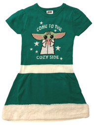 Star Wars Girls Green Knit Baby Yoda Mandalorian Holiday Dress
