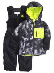 Snozu Boys Black & Green Snow Coat & Black Ski Bibs Snowsuit Set