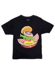 Marvel Boys Black Captain America Burger Tee Shirt T-Shirt