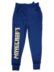 Marvel Boys Blue Minecraft 2 Pocket Elastic Waist Jogger Sweats Pants