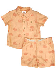 Infant Boys Orange Palm Tree Shirt & Shorts Lounge Wear Outfit Set
