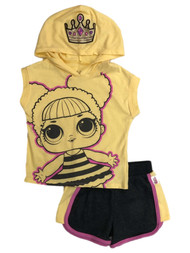 LOL Surprise Girls Yellow Queen Bee Outfit Tee Shirt & Shorts Set