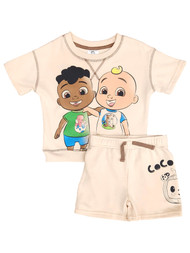 Infant & Toddler Boys Tan Cocomelon Shirt & Shorts Outfit Set