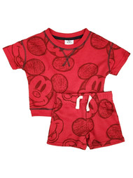 Infant & Toddler Boys Mickey Mouse Red & Black Shirt & Shorts Outfit Set