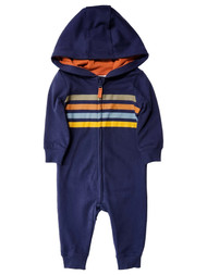 Carters Infant Boys Blue Stripe Hooded Front Zip Jumpsuit Coverall Outfit 6m