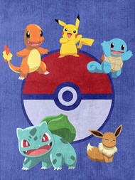 Pokemon Silky Soft Plush Throw Blanket, 46" X 60" Pikachu & Pals with Pokeball