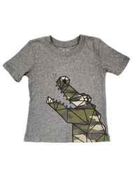 Toddler Boys Gray With Camo Crocodile T-Shirt Tee Shirt