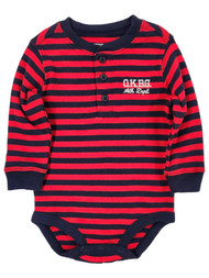OshKosh Infant Boys Red & Navy Stripe Thermal Bodysuit Shirt
