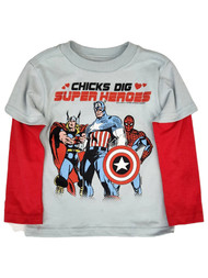 Marvel Infant & Toddler Boys Gray Chicks Dig Super Heroes T-Shirt Tee Shirt