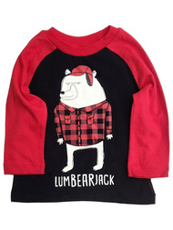 Infant Boys Red & Black Lumberjack Bear Buffalo Plaid T-Shirt Tee Shirt
