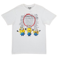 Minions Mens White Wanted Evil Master Short Sleeve T-Shirt