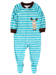 Carters Infant & Toddler Boys Teal Moose Elk Knit Sleeper Pajamas