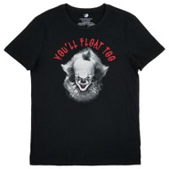 IT Mens Black Pennywise You'll Float Too Graphic Tee Short Sleeve T-Shirt