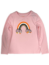 Cat & Jack Girls Pink Long Sleeve Rainbow Pumpkin Halloween T-Shirt