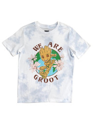 Boys Blue & White Tie Dye Short Sleeve "We Are Groot" T-Shirt Tee Shirt