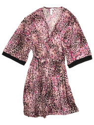 Womens Lightweight Pink Leopard Print Bathrobe House Coat Bath Robe