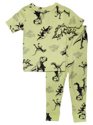Jurassic Park Boys Green Dino T-Rex Short Sleeve 2 Piece Pajama Set Size 4