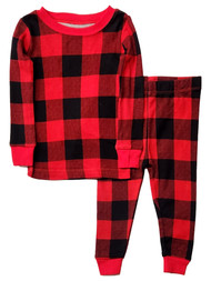Infant & Toddler Boys Lightweight Red & Black Buffalo Plaid Pajamas