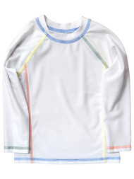 Infant & Toddler Boys White, Multi-Color Stitching Rash Guard Swim Shirt