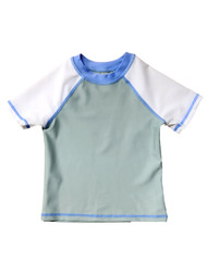 Infant & Toddler Boys Green, Blue & White Rash Guard Swim Shirt