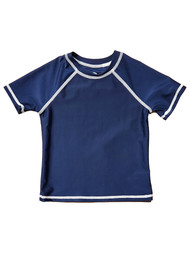 Infant & Toddler Boys Navy Blue & White Rash Guard Swim Shirt