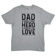 Mens Gray Heather Dad Hero Love Fathers Day T-Shirt