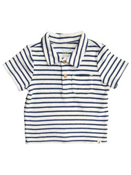 Easy-Peasy Infant & Toddler Boys Blue Stripe Terry Cloth Polo T-Shirt