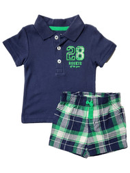 Carters Infant Boys Blue & Green Rookie Of The Year Shirt & Shorts Set