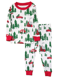Infant & Toddler Boys Lightweight Red Truck & Trees Christmas Pajamas