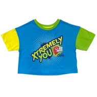 Justice Girls Xtremely You Airheads Blue Color Block Cropped T-Shirt