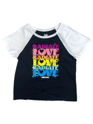 Justice Girls Radiate Love Knot Front Short Sleeve T-Shirt Colorful Logo