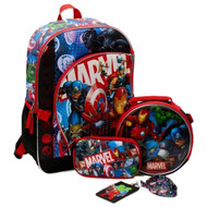 Marvel Universe 17" Backpack & Lunch Bag 4 Piece Set, Avengers School Bookbag