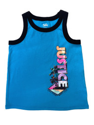 Justice Girls Blue Live Your Best Life Palm Tree Beach Tank Top