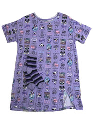 Disney Womens Purple Chip & Dale Dumbo Pooh Nightgown Sleepshirt & Socks