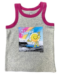 Justice Girls Heather Gray & Pink Aloha From Hawaii Ringer Tank Top