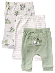 Disney Infant Boys Green Mickey Mouse 3-Pack Elastic Waist Pants