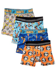 Naruto Boys Blue & Orange 4-Pack Athletic Stretch Underwear Boxer Briefs