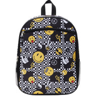 Wonder Nation Black & White Smiley 16" Backpack, Kids Book Bag with Tech Sleeve