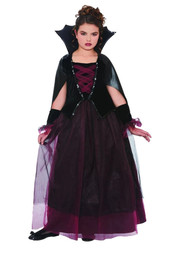 Girls Red & Black Velvety Tulle Dracula's Darling Dress Costume XL 14/16