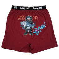 Lazy Me Mens Red Kiss My Bass Funny Novelty Underwear Boxer Shorts
