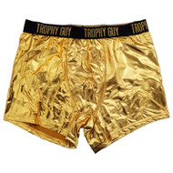 Mens Gold Metallic Foil Trophy Guy Christmas Holiday Boxer Briefs