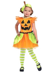 Girls Orange & Green Pumpkin Tutu Dress Costume Dress