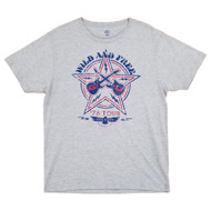 Mens Gray Heather Wild Free Tour Eagle Guitar Patriotic T-Shirt