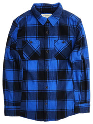 Urban Pipeline Boys Black & Blue Plaid Long Sleeve Button Shirt Medium