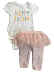 Carters Infant Girls Pastel Pink Hoppy Easter Egg Baby Outfit