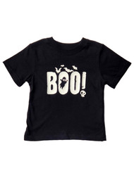 Infant & Toddler Boys Short Sleeve Black Boo Halloween Tee Shirt T-Shirt